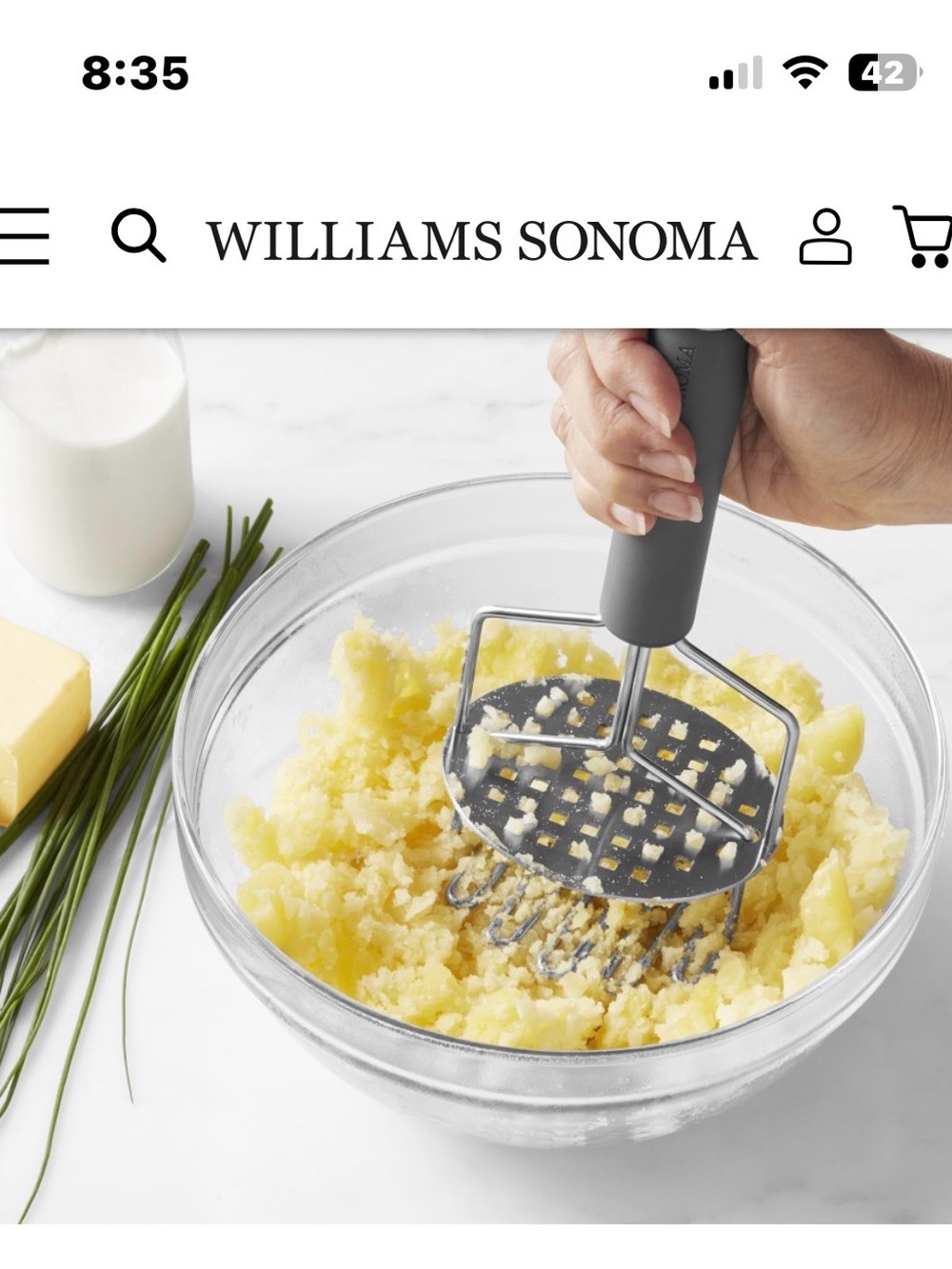 Williams Sonoma Potato Masher with Gray Handle